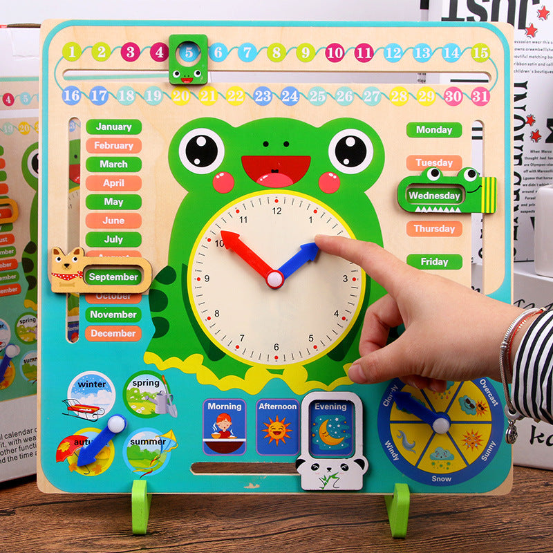 Seven-in-one vertical weather calendar clock cognitive toy