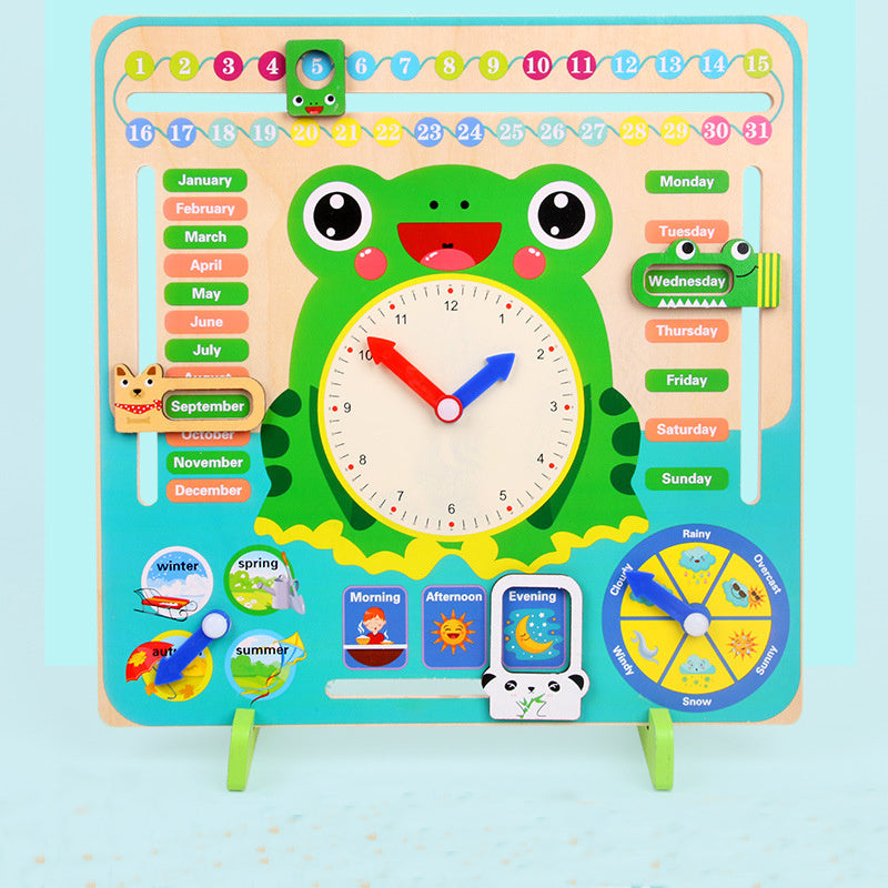 Seven-in-one vertical weather calendar clock cognitive toy