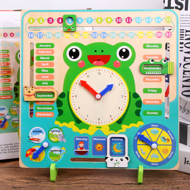 Seven-in-one vertical weather calendar clock cognitive toy