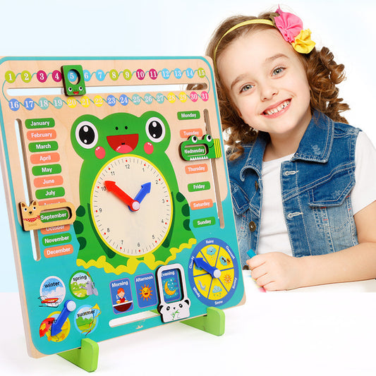 Seven-in-one vertical weather calendar clock cognitive toy