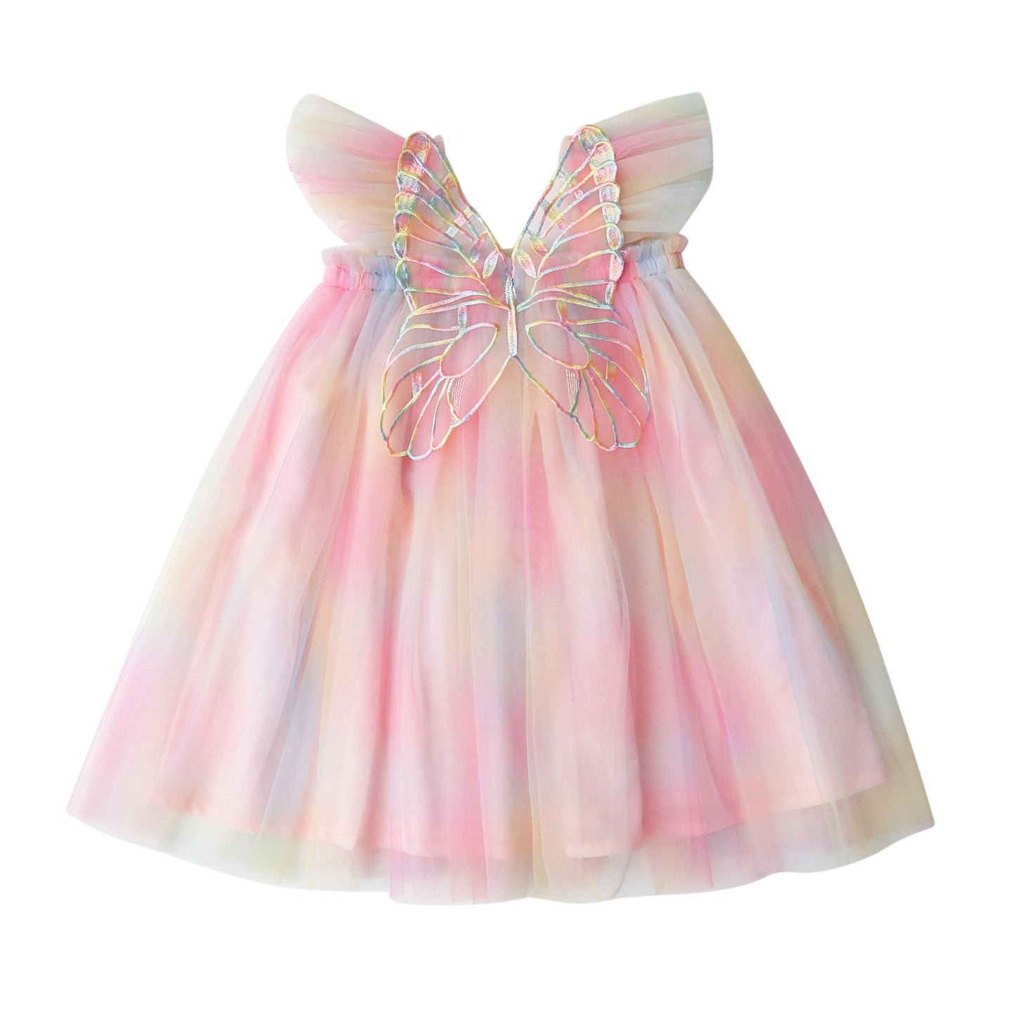 Rainbow Wings Mesh Girl Dress